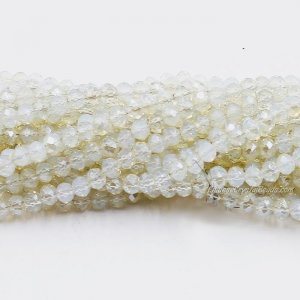 130 beads 3x4mm crystal rondelle beads opal half light