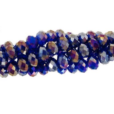 Chinese Crystal Long Rondelle Strand, 6x8mm, Sapphire AB, about 72 beads