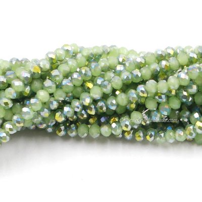 130Pcs 2.5x3.5mm Chinese Crystal Rondelle Beads, green jade half green light