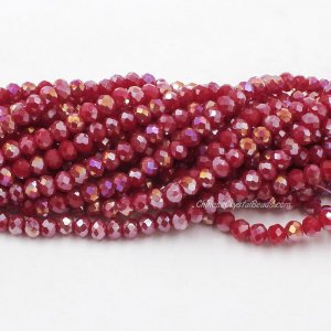 4x6mm med Red Velvet AB Chinese Crystal Rondelle Beads about 95 beads