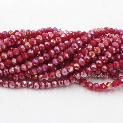 4x6mm med Red Velvet AB Chinese Crystal Rondelle Beads about 95 beads