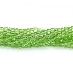 Chinese 4mm Round Glass Beads lime green, hole 1mm, about 80pcs per strand