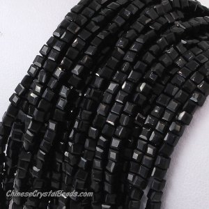 2x2mm cube crytsal beads, black, 180pcs