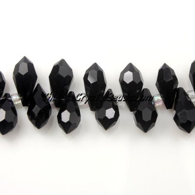 Chinese Crystal Briolette beads, Jet, 6x12mm, 20 beads
