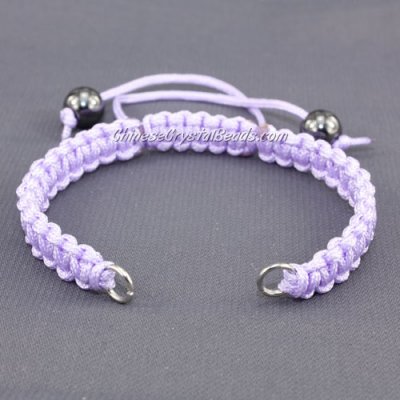 Pave chain, nylon cord, light purple, wide : 7mm, length:14cm