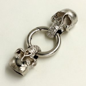 Clasp, skull End Cap, silver plated inchpewterinch #zinc-based alloy,62x24mm Hole 11x5mm, Sold individually.