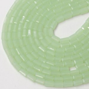 cuboid crystal beads, 4x4x8mm, light green jade, 70pcs per strand