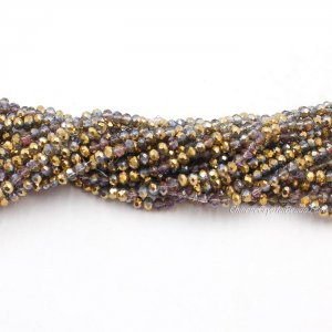 130 beads 3x4mm crystal rondelle beads purple gold