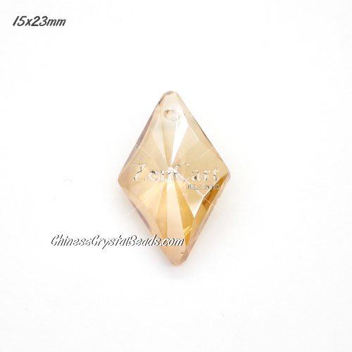 1Pc 15x23mm rhombus crystal pendant, golden shade