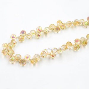 98 beads 8mm Strawberry Crystal Beads, Gold Champagne new AB