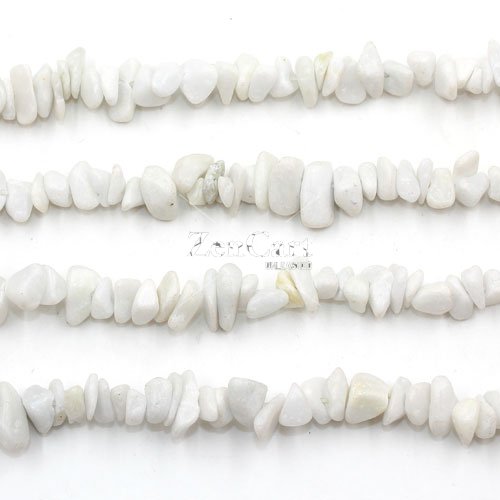 White Gemstone Chips, 5mm to 10mm, Hole:1mm, Length:Approx 35 Inch
