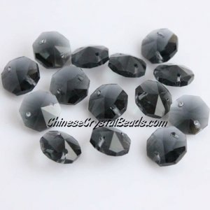 Crystal 14mm Octagon beads, 2 hole, black diamond, 20 beads