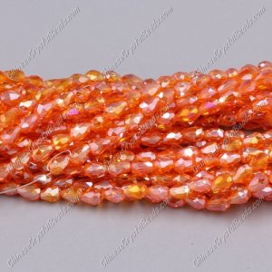 Chinese Crystal Teardrop Beads Strand, Orange AB, 3x5mm, about 100 Beads,it takes 7-15 days to produce