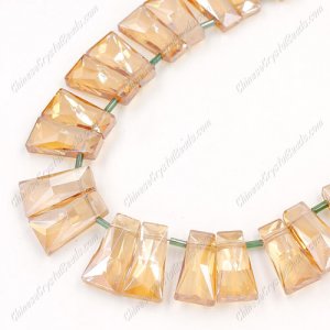 20pcs Faceted Trapezium Crystal Beads, golden shadow, hole: 1.5mm, 20x10x7mm