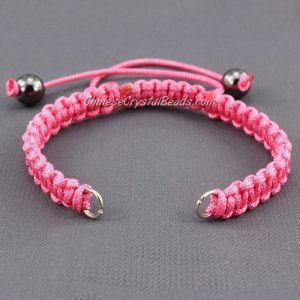 Pave chain, nylon cord, pink, wide : 7mm, length:14cm