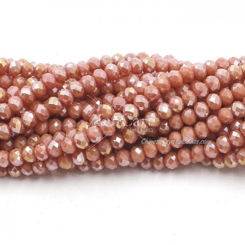 4x6mm Opaque Coral half AB Chinese Crystal Rondelle Beads about 95 beads