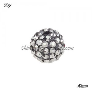 50pcs, 10mm Pave clay disco beads, hole: 1.5mm, silver