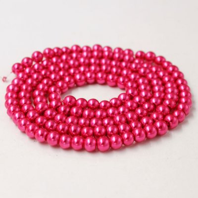 Glass Pearl Beads, Round, deep rose, different size for choice, Hole:Approx 1mm, Length:Approx 32 Inch