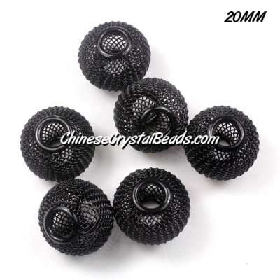 20mm black Mesh Bead, Basketball Wives, 10 pieces