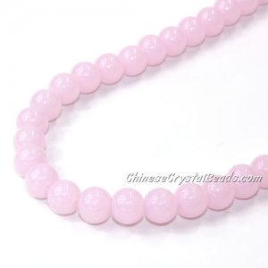 Chinese 8mm Round Glass Beads light pink jade, hole 1mm, about 42pcs per strand