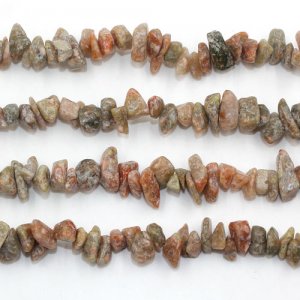 China Unakite chip beads, 5mm to 10mm, Hole:1mm, Length:Approx 35 Inch