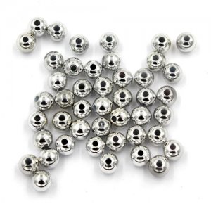 100Pcs 6mm CCB acrylic round spacer beads, silver, hole:1.5mm