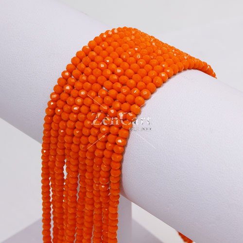 130Pcs 2x3mm Chinese Crystal Rondelle Beads strand, opaque orange