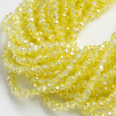 130Pcs 3x4mm Chinese lemon AB crystal rondelle beads