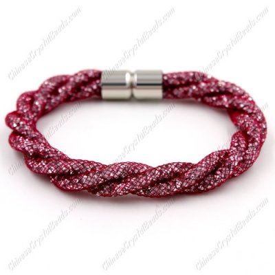 Mesh bracelet, 3 stand helix Stardust Mesh Bracelet, ruby, Approx. Wide:10mm