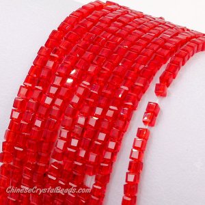 2x2mm cube crytsal beads, red 3, 180pcs