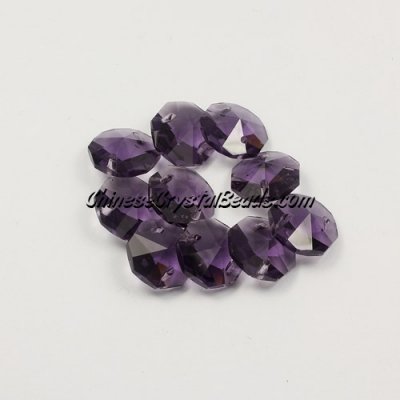 Crystal 14mm Octagon beads, 2 hole, violet, 20 beads