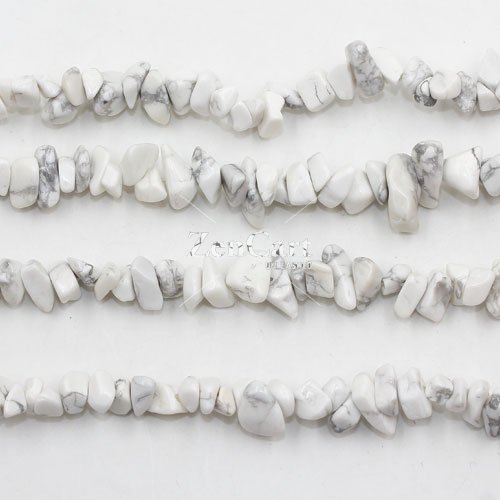 White Turquoise chip beads, 5mm to 10mm, Hole:1mm, Length:Approx 35 Inch