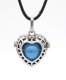 Heart pave blue crystal Harmony Ball Pendant Women Necklace, antique silver plated brass, 1pc