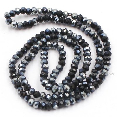 10 strands 2x3mm chinese crystal rondelle beads black half gunmetal about 1700pcs