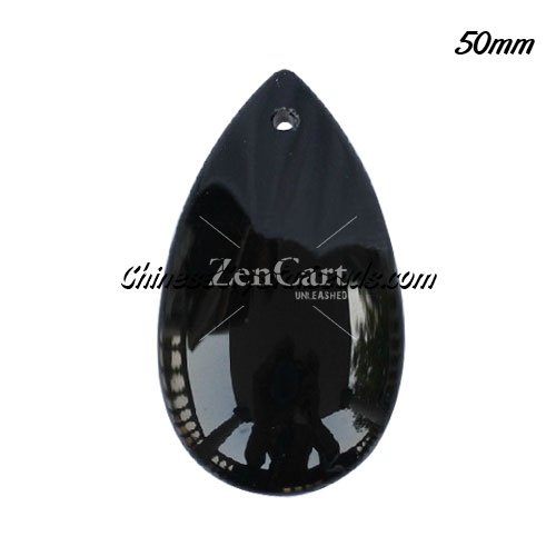 50x28mm Big Crystal beads Curtain drop Smooth surface pendant black 50mm, hole: 1.5mm