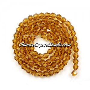 Chinese Crystal 4mm Bicone Bead Strand, Amber, about 120 beads