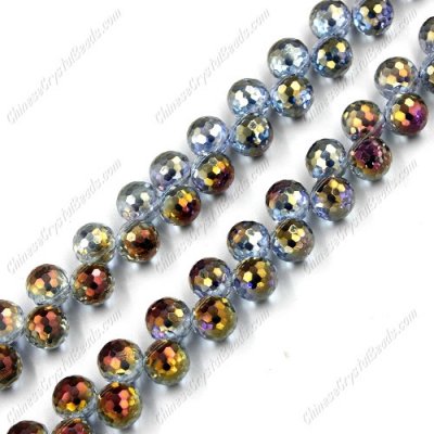 20pcs Crystal round drop beads, purple light, hole: 1mm