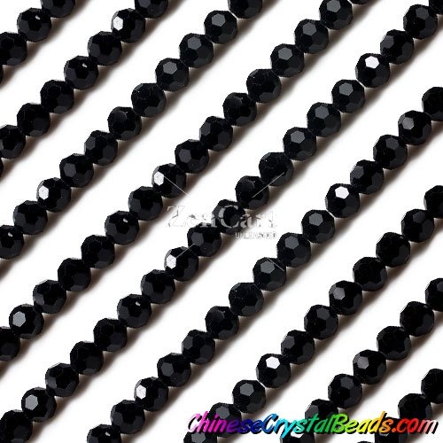 95pcs Chinese Crystal Faceted 6mm Round Beads, black