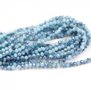 130Pcs 2.5x3.5mm Chinese Crystal Rondelle Beads, aqua jade half blue light