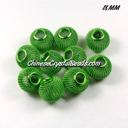 18mm Green Mesh Bead, Basketball Wives, 12 pieces