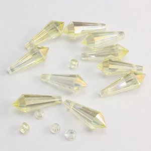 Chinese Crystal Icicle Drop Beads, 8x20mm, 1-hole, yellow light, sold per pkg of 10 pcs