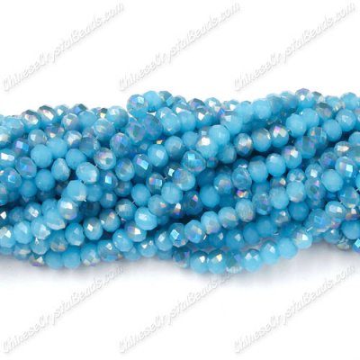 130Pcs 3x4mm Chinese Crystal Rondelle Bead Strand,opaque aque and half blue light 2