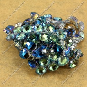 Crystal Flat Briolette beads strand ,9x10mm, blue light, 20 beads