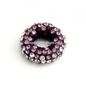 Pave Crystal Doughnut pendant, 20x7mm, 2 hole: 1.5mm, Violet, 1pcs