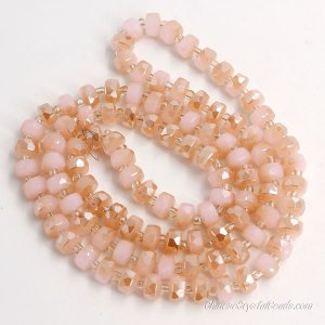 80pcs half amber light pink jade 5x8mm angular crystal beads