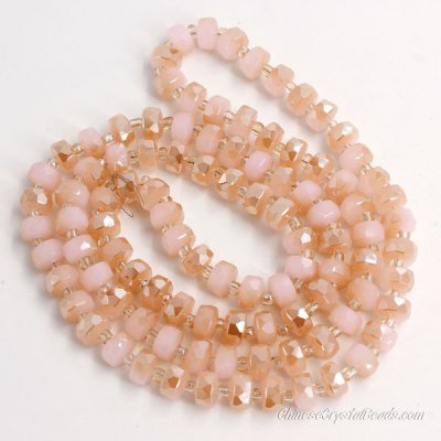 half amber light pink jade 5x8mm angular crystal beads