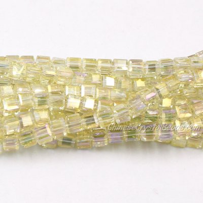 95Pcs 4mm Cube Crystal Beads, yellow light