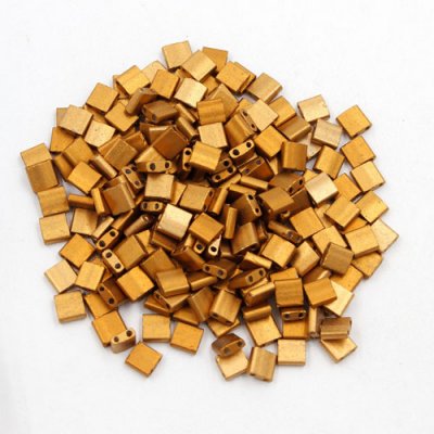 Chinese 5mm Tila Square Bead, Frosted copper, about 100Pcs