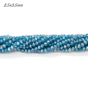 130Pcs 2.5x3.5mm Chinese Crystal Rondelle Beads capri blue AB