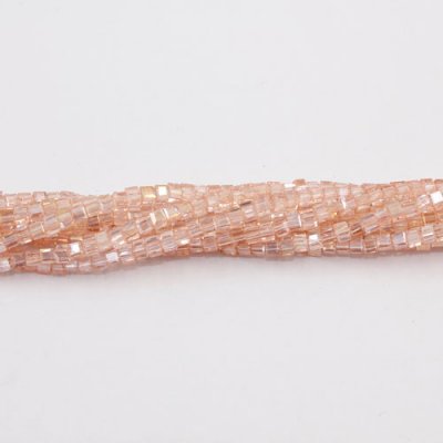 180pcs 2mm Cube Crystal Beads, rosaline AB